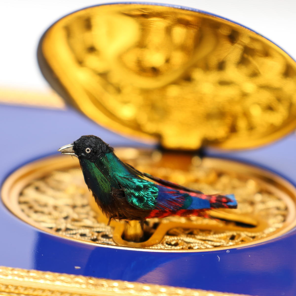 REUGE /リュージュ・オルゴール・シンギングバード不動品・箱付き REUGE リュージュ シンギングバード ボックス オルゴール ブルー