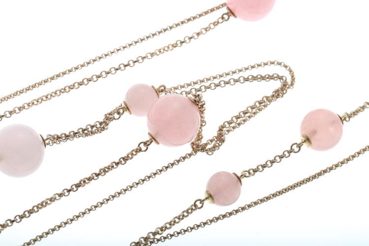 GEORG JENSEN ジョージジェンセン ローズクォーツ ロング ネックレス  