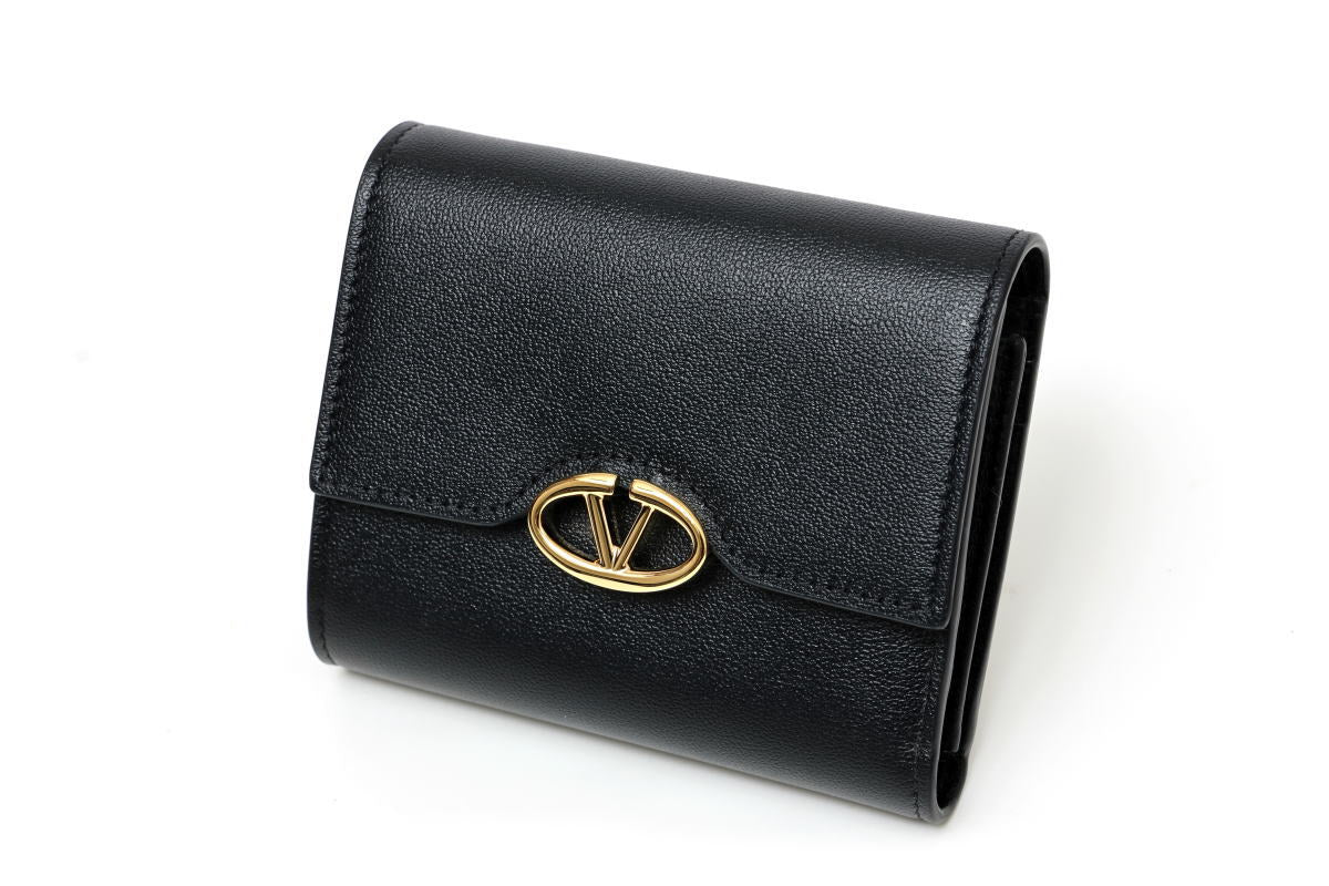 VALENTINO ヴァレンティノ チェーンウォレット 三つ折り 財布 5W2P0AD8MIM カーフ　ブラック 2400486