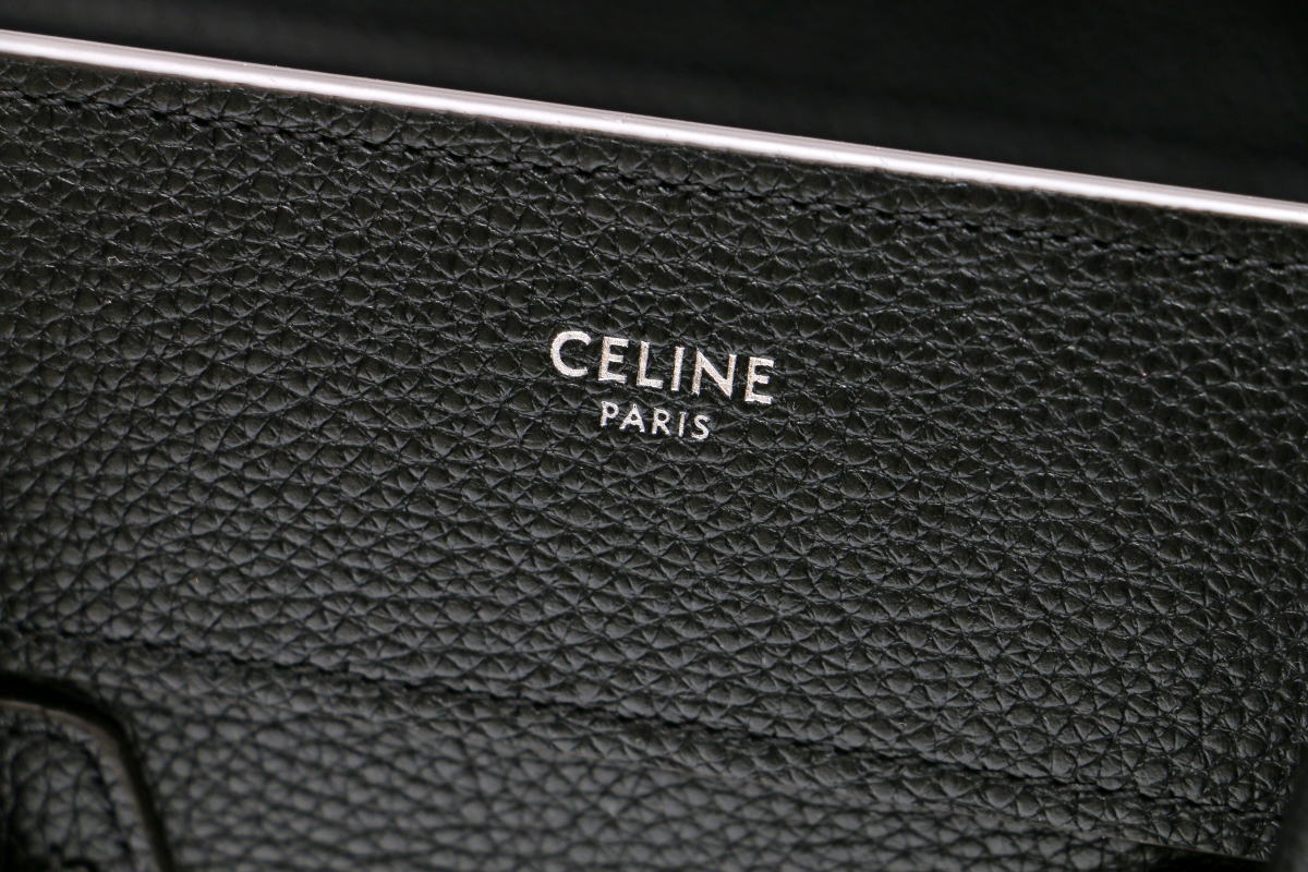 セリーヌ CELINE ラゲージライン マイクロショッパー トートバッグ ドラムドカーフ ブラック 189793DRU.38NO 2400635