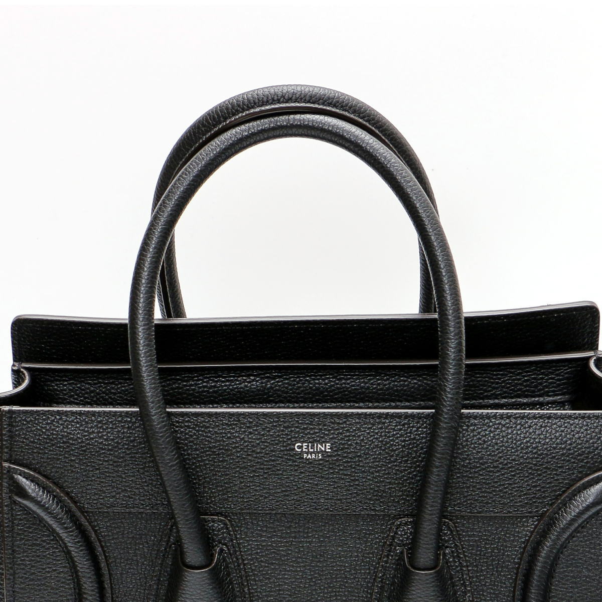 セリーヌ CELINE ラゲージライン マイクロショッパー トートバッグ ドラムドカーフ ブラック 189793DRU.38NO 2400635