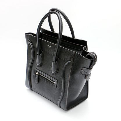 セリーヌ CELINE ラゲージライン マイクロショッパー トートバッグ ドラムドカーフ ブラック 189793DRU.38NO 2400635