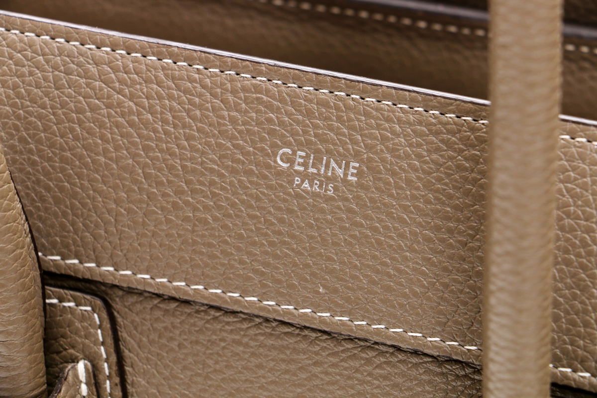 セリーヌ CELINE ラゲージライン マイクロショッパー トートバッグ ドラムドカーフ グレー 189793DRU 2400636