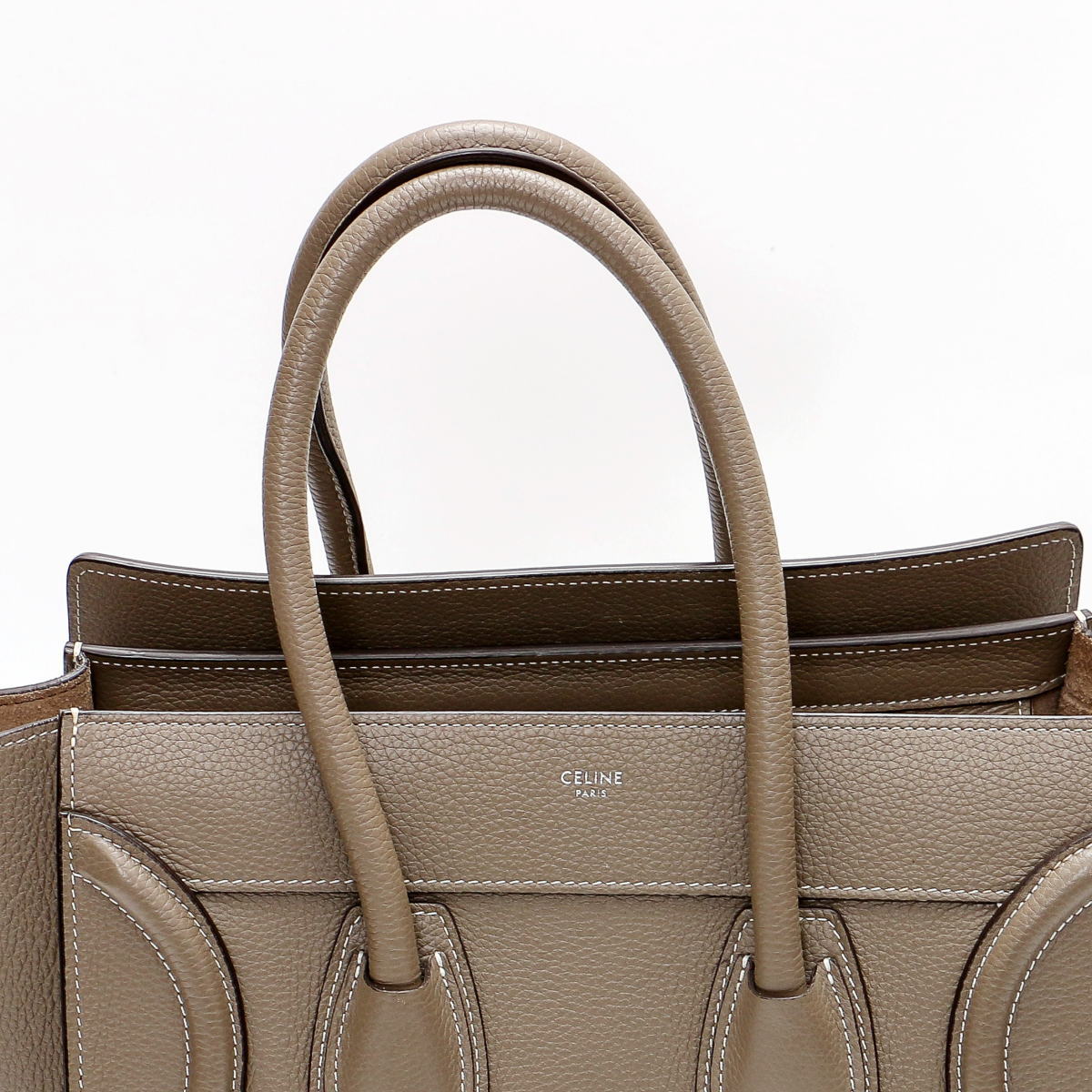 セリーヌ CELINE ラゲージライン マイクロショッパー トートバッグ ドラムドカーフ グレー 189793DRU 2400636