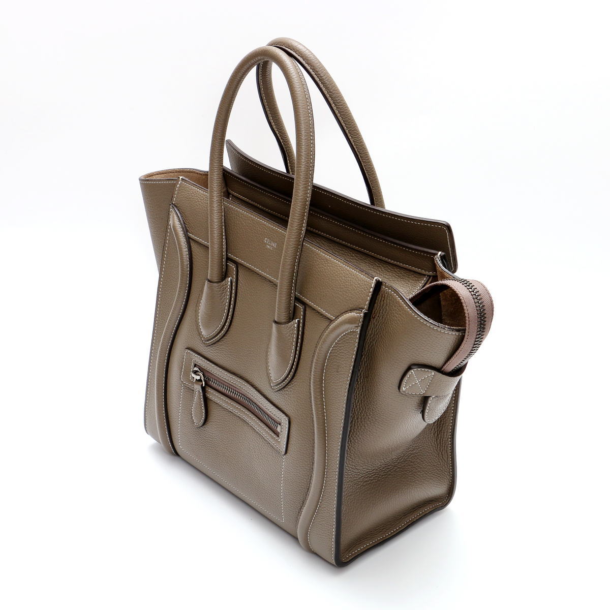 セリーヌ CELINE ラゲージライン マイクロショッパー トートバッグ ドラムドカーフ グレー 189793DRU 2400636