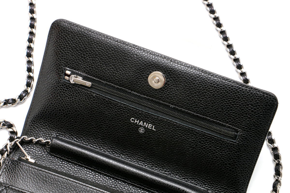 CHANEL シャネル クラシック チェーンウォレット マトラッセ ショルダーバッグ 財布 キャビアスキン ブラック AP0250 2400650
