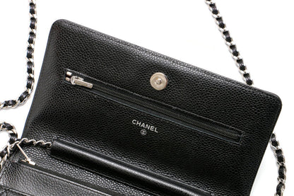 CHANEL シャネル クラシック チェーンウォレット マトラッセ ショルダーバッグ 財布 キャビアスキン ブラック AP0250 2400650