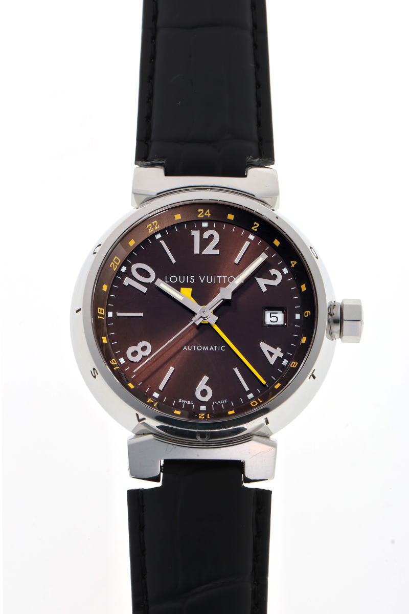 Louis Vuitton ルイヴィトン タンブール GMT オートマチック Q1131 SS メンズ 時計 2410356