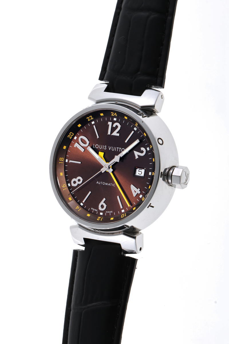 Louis Vuitton ルイヴィトン タンブール GMT オートマチック Q1131 SS メンズ 時計 2410356
