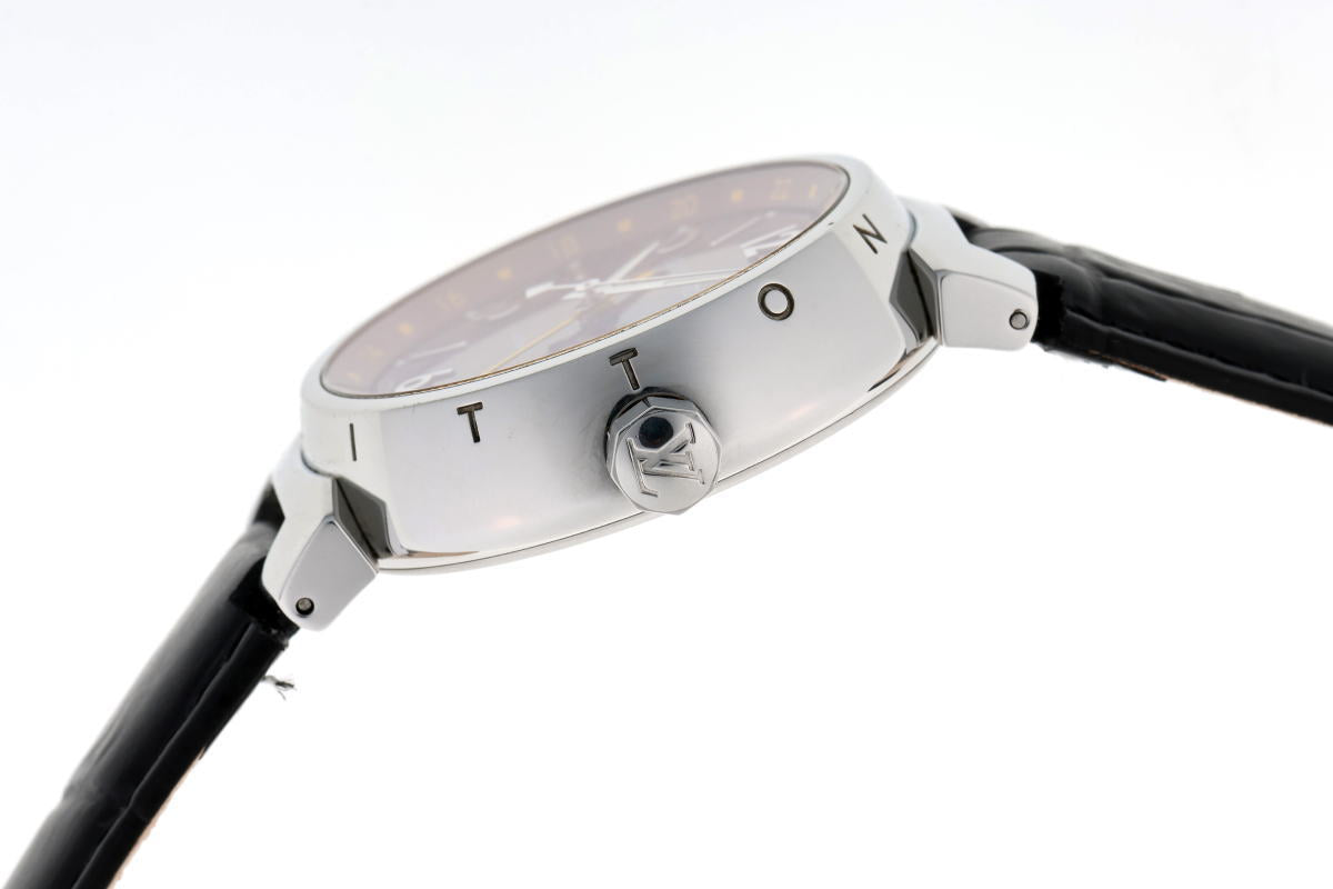 Louis Vuitton ルイヴィトン タンブール GMT オートマチック Q1131 SS メンズ 時計 2410356