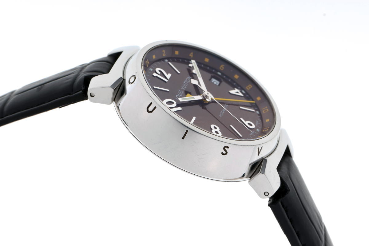 Louis Vuitton ルイヴィトン タンブール GMT オートマチック Q1131 SS メンズ 時計 2410356
