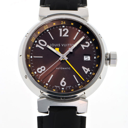 Louis Vuitton ルイヴィトン タンブール GMT オートマチック Q1131 SS メンズ 時計 2410356