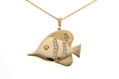 MIKIMOTO ミキモト フィッシュ ダイヤ ペンダント ネックレス - イエローゴールド 750YG 2510007