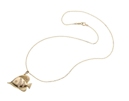 MIKIMOTO ミキモト フィッシュ ダイヤ ペンダント ネックレス - イエローゴールド 750YG 2510007