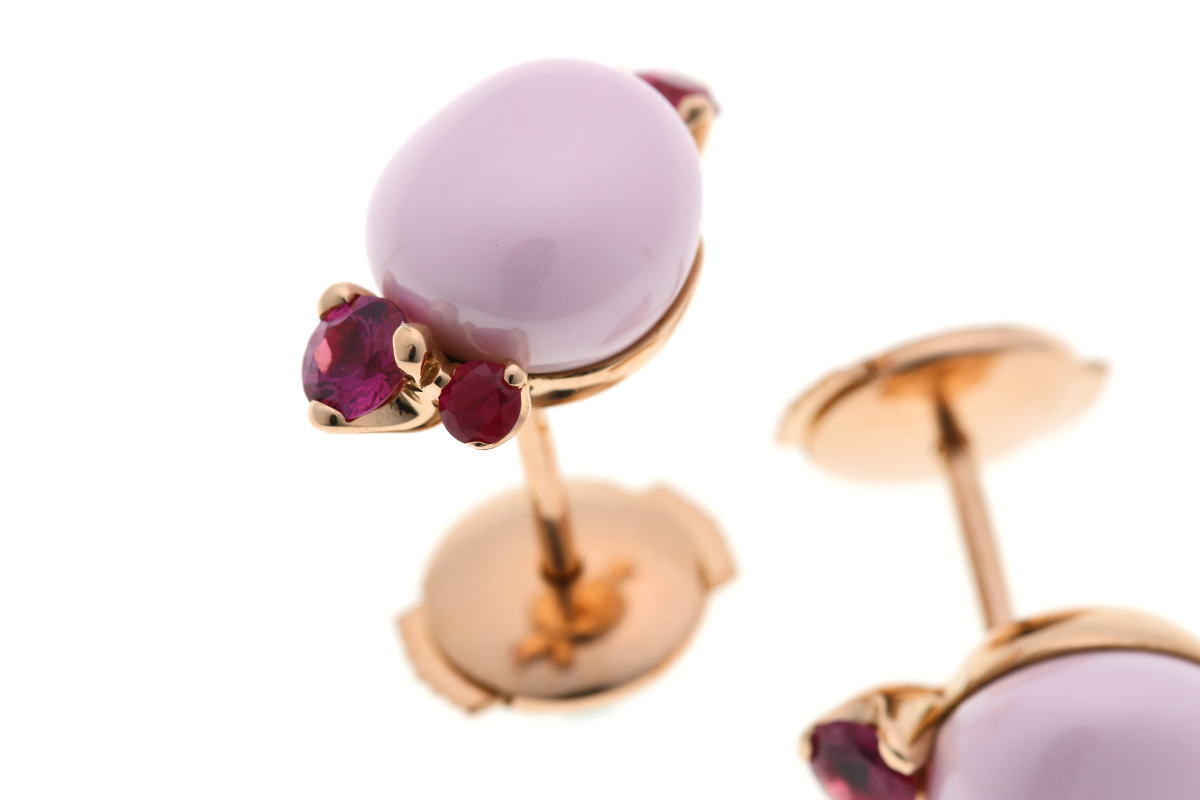 POMELLATO ポメラート カプリ ピンクセラミック ルビー ピアス - ピンクゴールド 750PG 2510013
