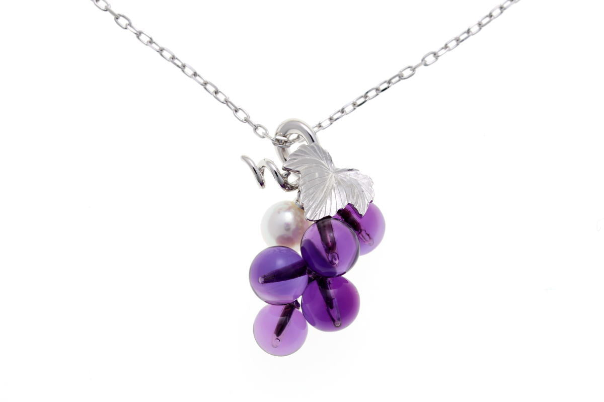 MIKIMOTO ミキモト ブドウ グレープ アメジスト パール ネックレス - ホワイトゴールド K18WG 2510055