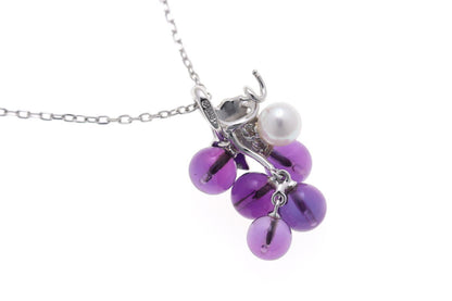 MIKIMOTO ミキモト ブドウ グレープ アメジスト パール ネックレス - ホワイトゴールド K18WG 2510055