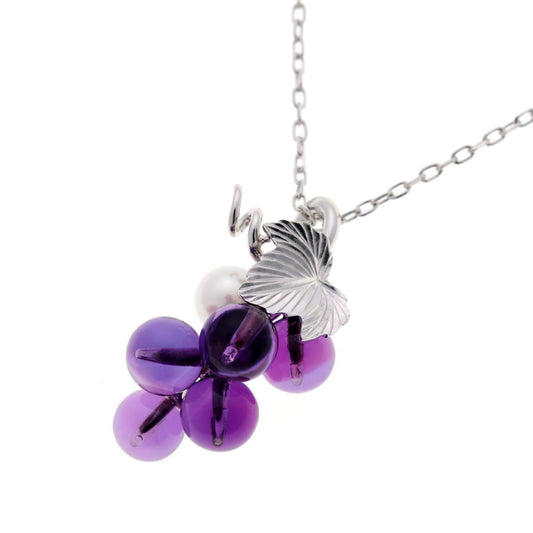 MIKIMOTO ミキモト ブドウ グレープ アメジスト パール ネックレス - ホワイトゴールド K18WG 2510055