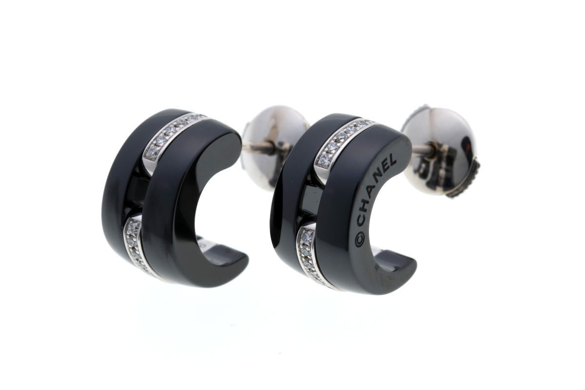 CHANEL シャネル ウルトラ ダイヤ ブラックセラミック ピアス - ホワイトゴールド 750WG 2510072