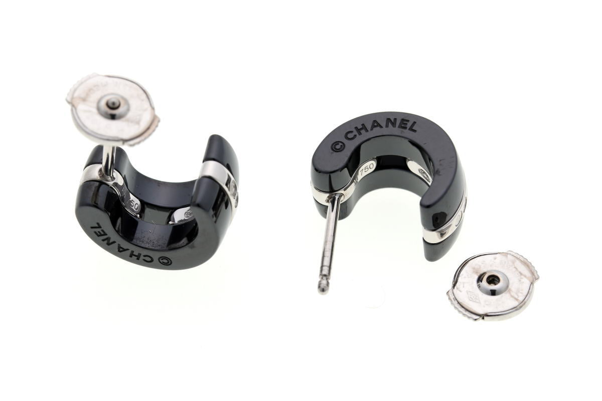 CHANEL シャネル ウルトラ ダイヤ ブラックセラミック ピアス - ホワイトゴールド 750WG 2510072