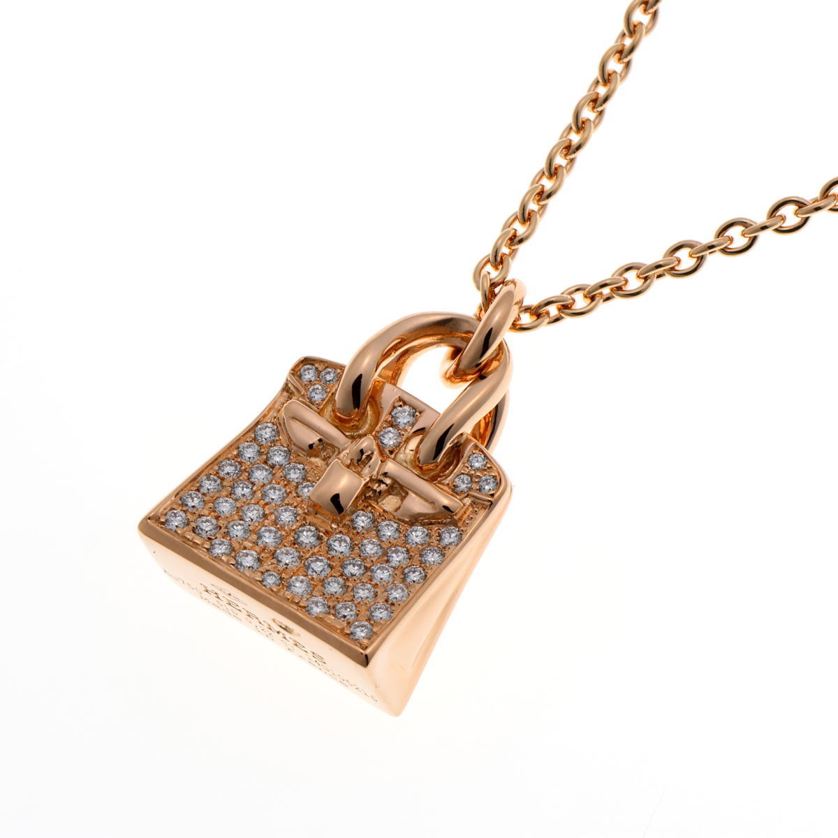 HERMES エルメス アミュレット バーキン ダイヤ ネックレス ピンクゴールド 750PG 2510159