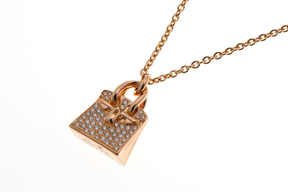 HERMES エルメス アミュレット バーキン ダイヤ ネックレス ピンクゴールド 750PG 2510159