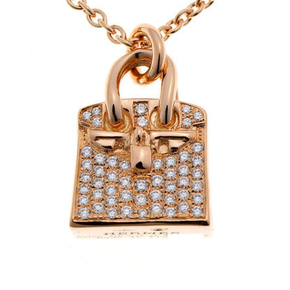 HERMES エルメス アミュレット バーキン ダイヤ ネックレス ピンクゴールド 750PG 2510159