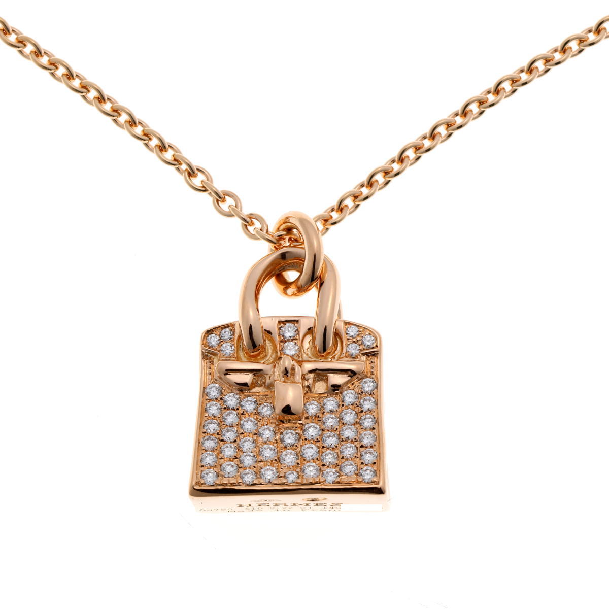 HERMES エルメス アミュレット バーキン ダイヤ ネックレス ピンクゴールド 750PG 2510159