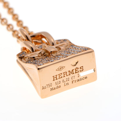 HERMES エルメス アミュレット バーキン ダイヤ ネックレス ピンクゴールド 750PG 2510159
