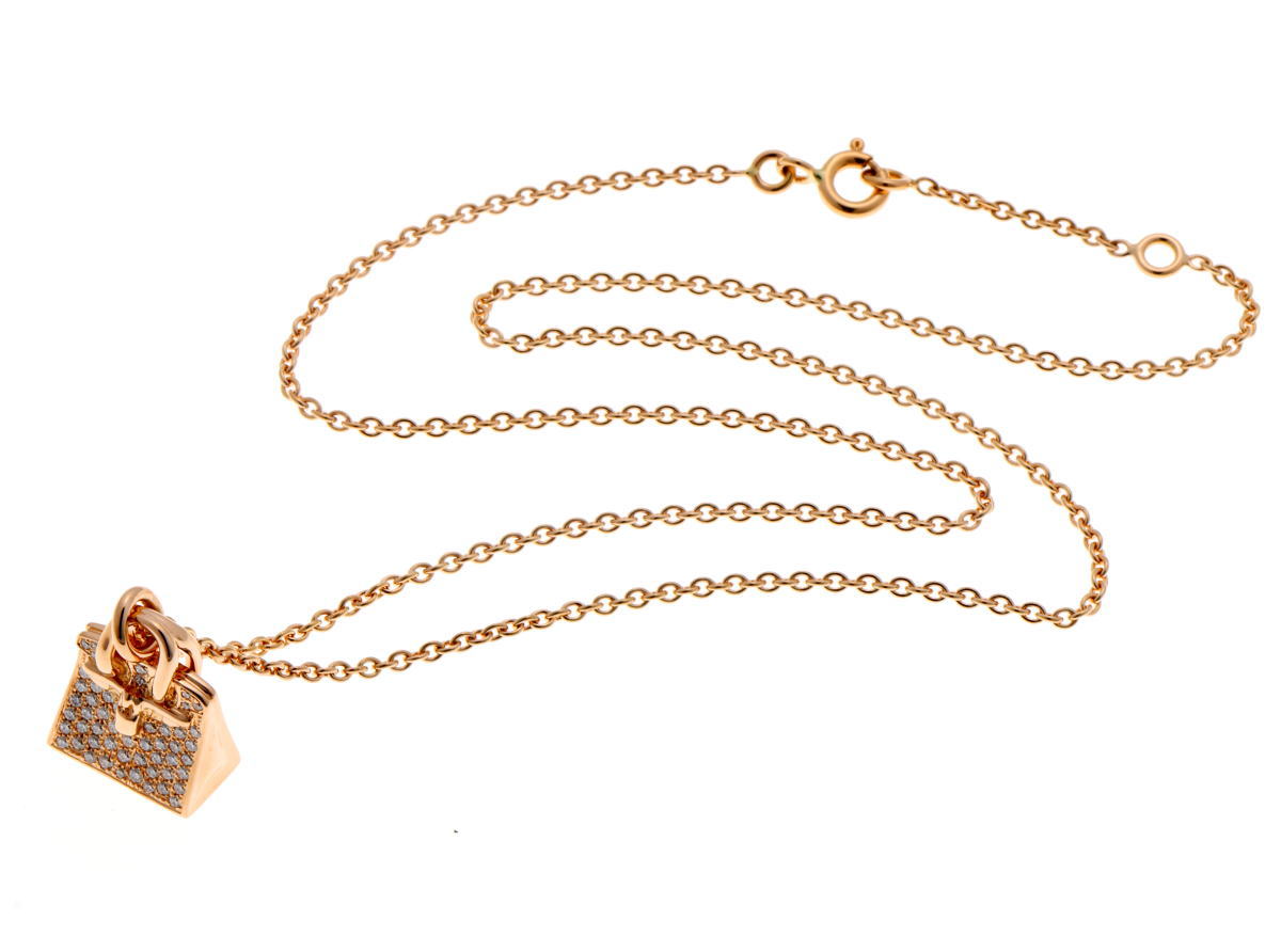 HERMES エルメス アミュレット バーキン ダイヤ ネックレス ピンクゴールド 750PG 2510159