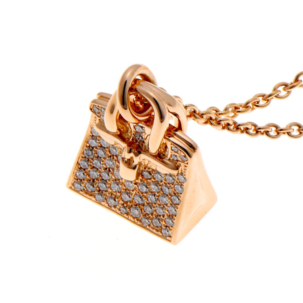 HERMES エルメス アミュレット バーキン ダイヤ ネックレス ピンクゴールド 750PG 2510159