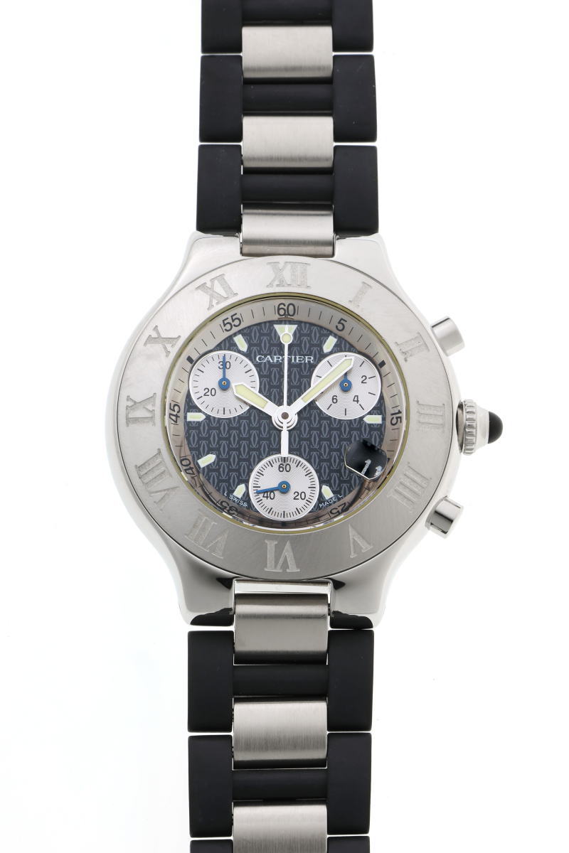 Cartier カルティエ マスト21 クロノスカフ クォーツ W10125U2 SS / ラバー メンズ 時計 2510255