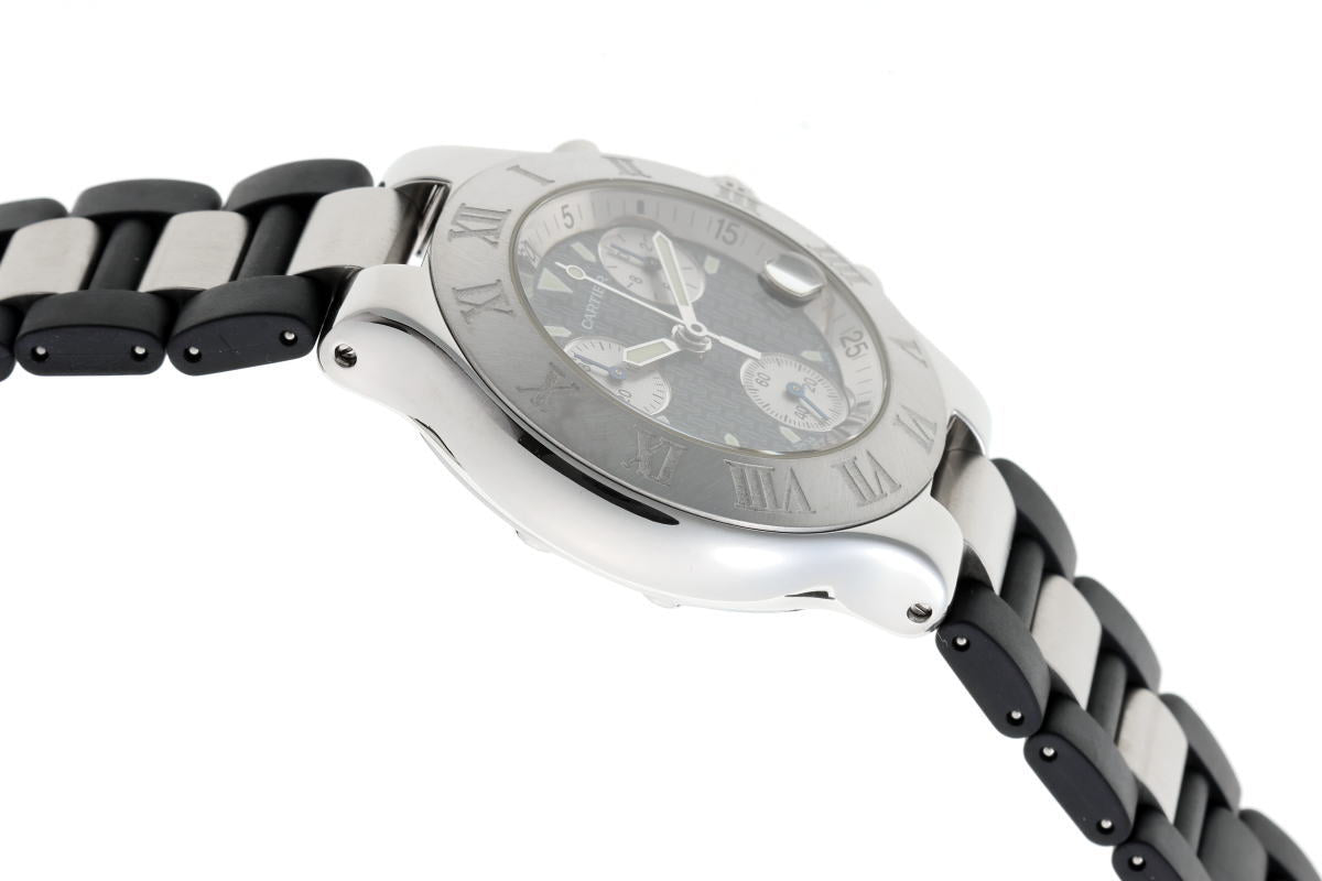Cartier カルティエ マスト21 クロノスカフ クォーツ W10125U2 SS / ラバー メンズ 時計 2510255