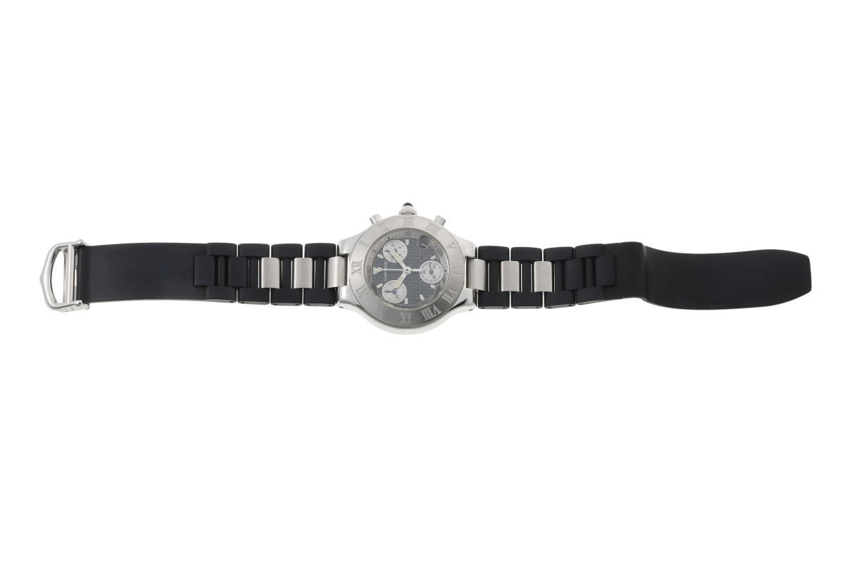 Cartier カルティエ マスト21 クロノスカフ クォーツ W10125U2 SS / ラバー メンズ 時計 2510255