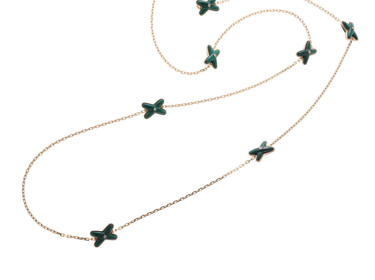 CHAUMET  ショーメ リアン  9モチーフ マラカイト ダイヤ ロング ネックレス - ピンクゴールド 750PG 2510261
