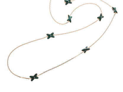 CHAUMET  ショーメ リアン  9モチーフ マラカイト ダイヤ ロング ネックレス - ピンクゴールド 750PG 2510261