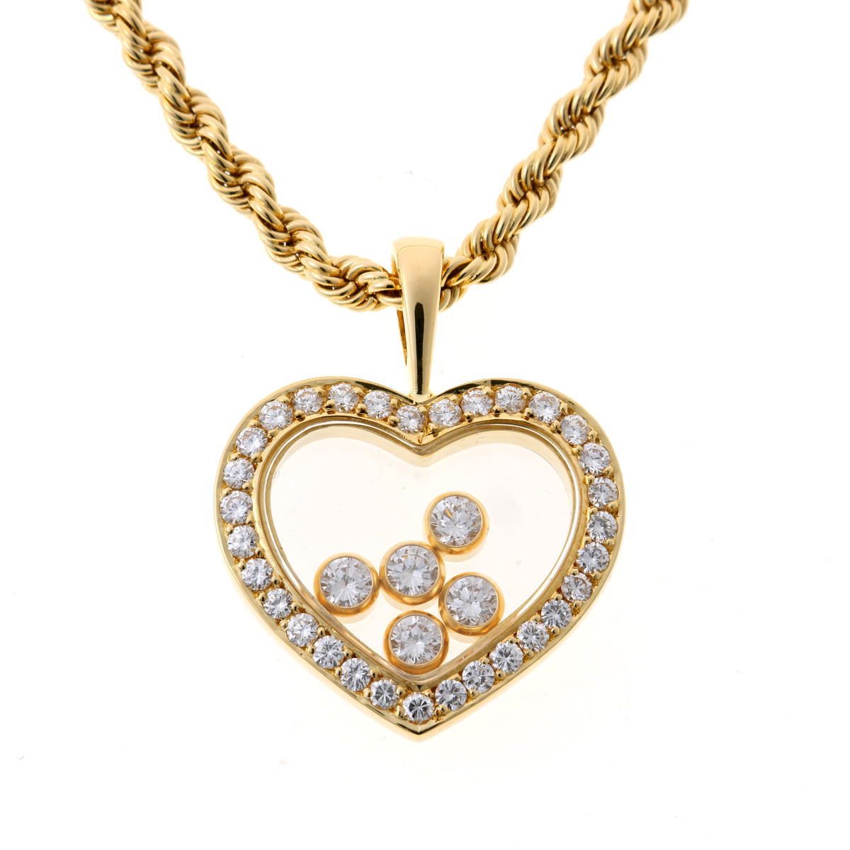 Chopard ショパール ハッピーダイヤモンド ハート ネックレス - イエローゴールド 750YG 2510262