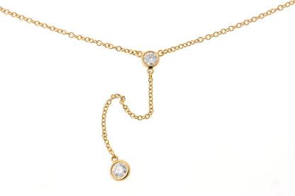 Tiffany & Co. ティファニー バイザヤード ドロップ 2Pダイヤ ネックレス - イエローゴールド 750YG 2510286