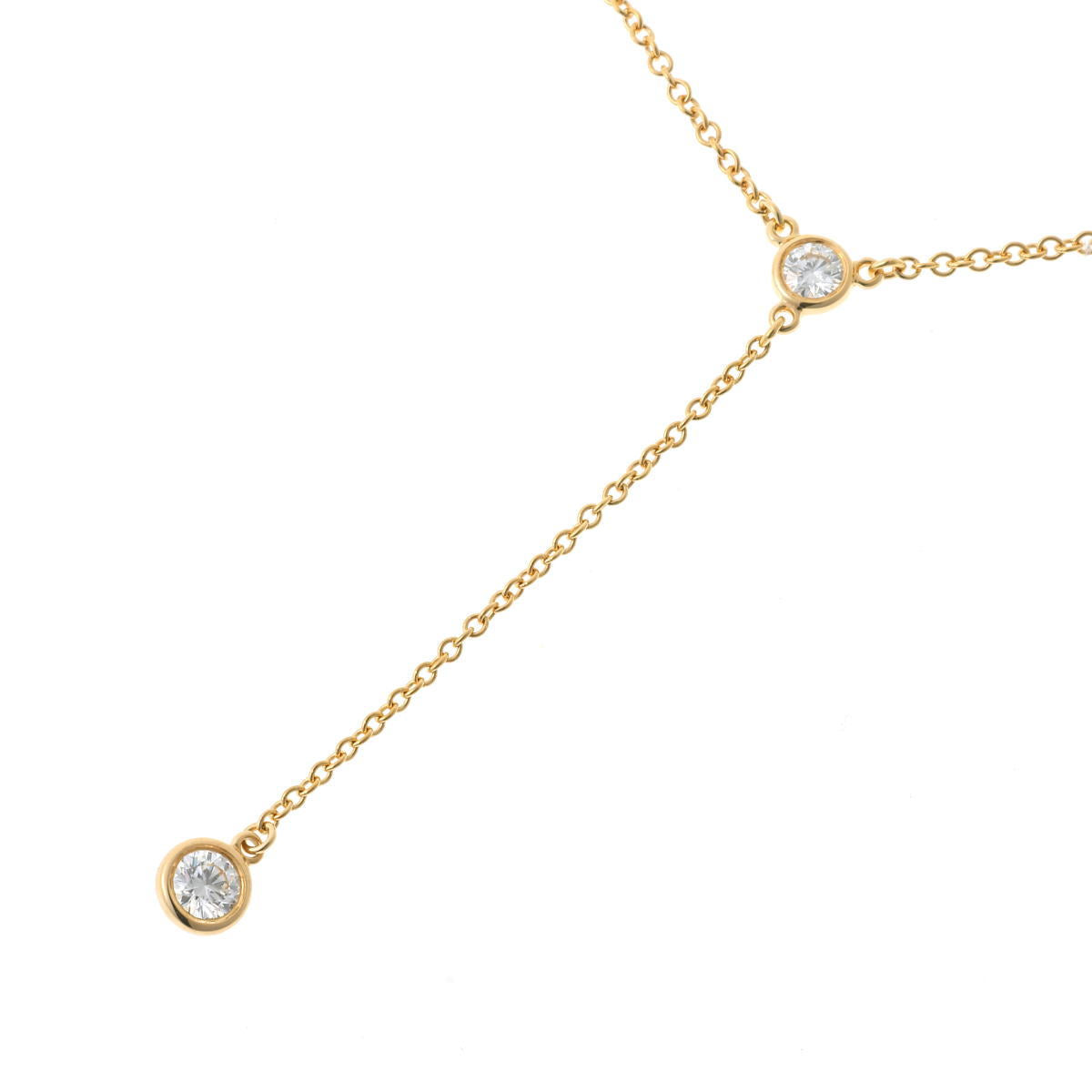 Tiffany & Co. ティファニー バイザヤード ドロップ 2Pダイヤ ネックレス - イエローゴールド 750YG 2510286