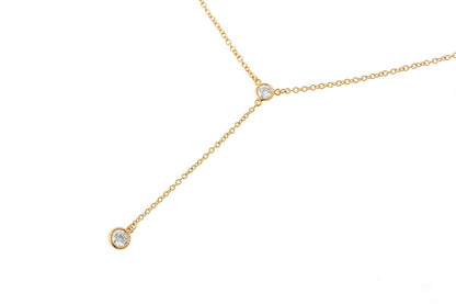 Tiffany & Co. ティファニー バイザヤード ドロップ 2Pダイヤ ネックレス - イエローゴールド 750YG 2510286