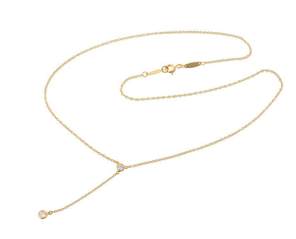 Tiffany & Co. ティファニー バイザヤード ドロップ 2Pダイヤ ネックレス - イエローゴールド 750YG 2510286