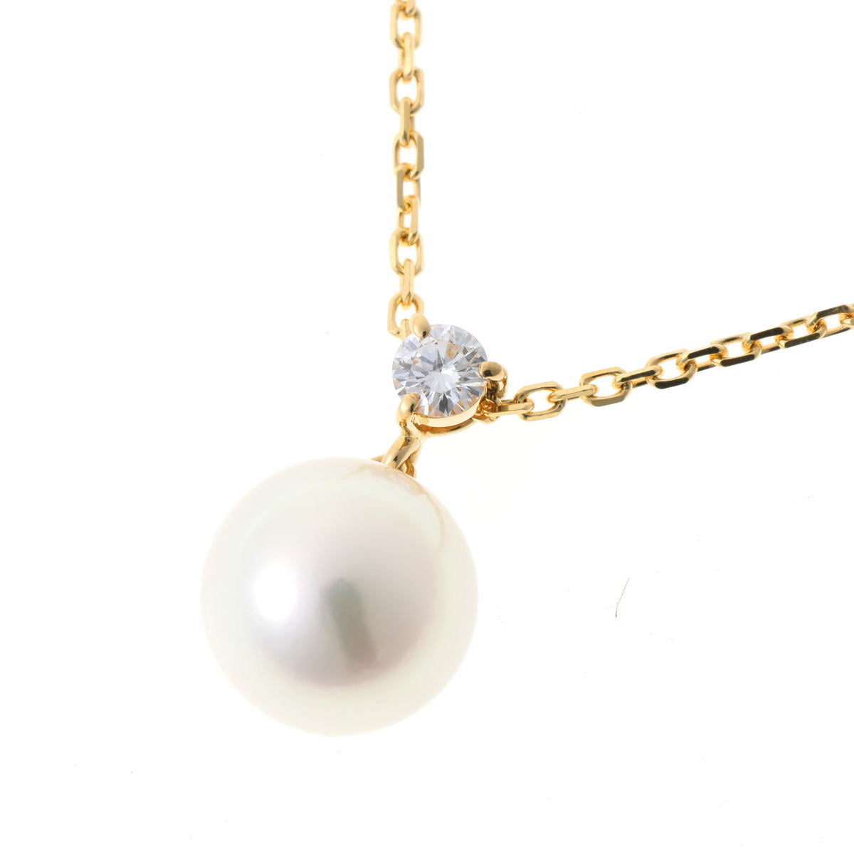 MIKIMOTO ミキモト パール 8.4mm ダイヤ ネックレス - イエローゴールド K18YG 2510288