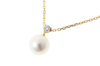 MIKIMOTO ミキモト パール 8.4mm ダイヤ ネックレス - イエローゴールド K18YG 2510288