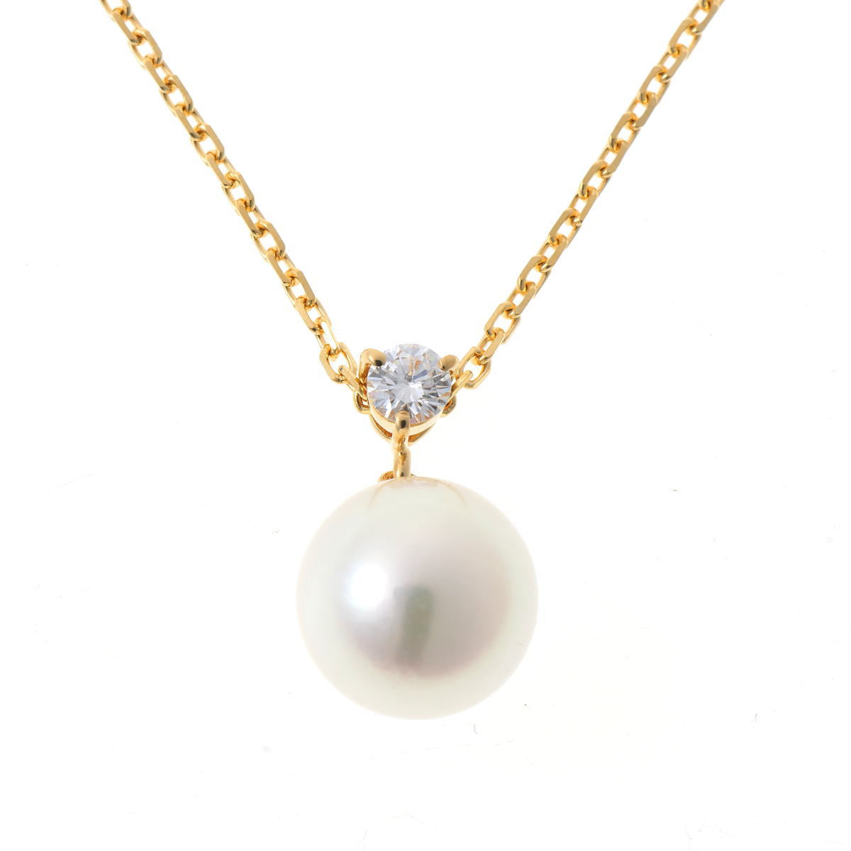 MIKIMOTO ミキモト パール 8.4mm ダイヤ ネックレス - イエローゴールド K18YG 2510288
