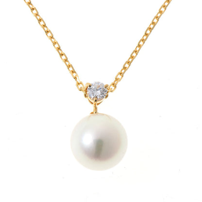 MIKIMOTO ミキモト パール 8.4mm ダイヤ ネックレス - イエローゴールド K18YG 2510288