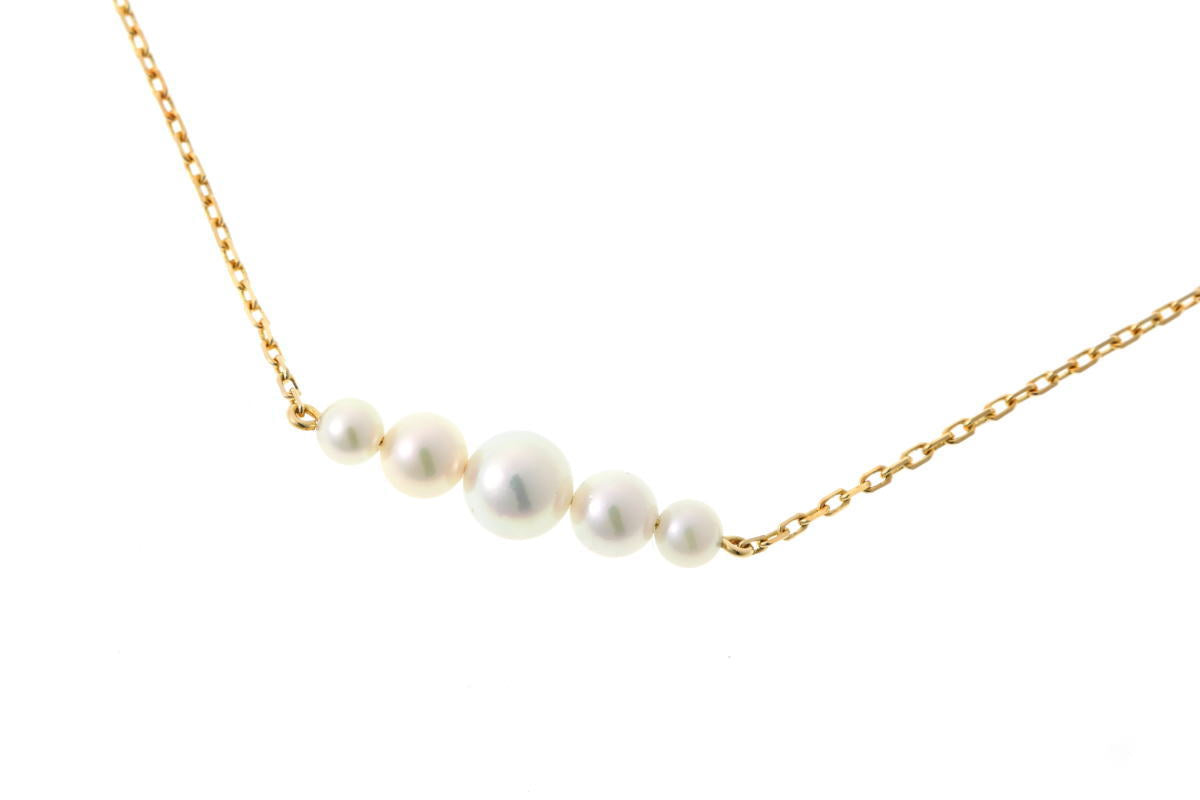 MIKIMOTO ミキモト パール　5P ネックレス - イエローゴールド K18YG 2510289
