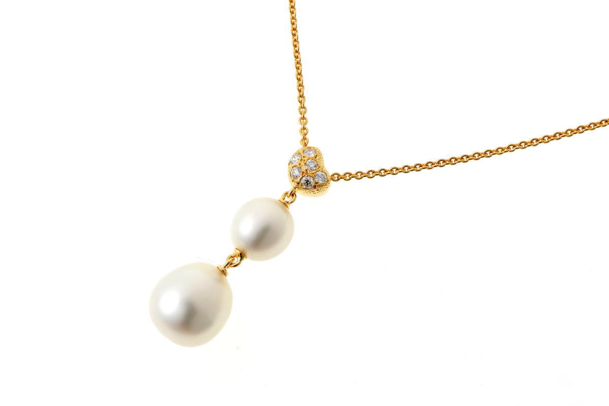 MIKIMOTO ミキモト バロックパール ダイヤ ネックレス - イエローゴールド K18YG 2510290