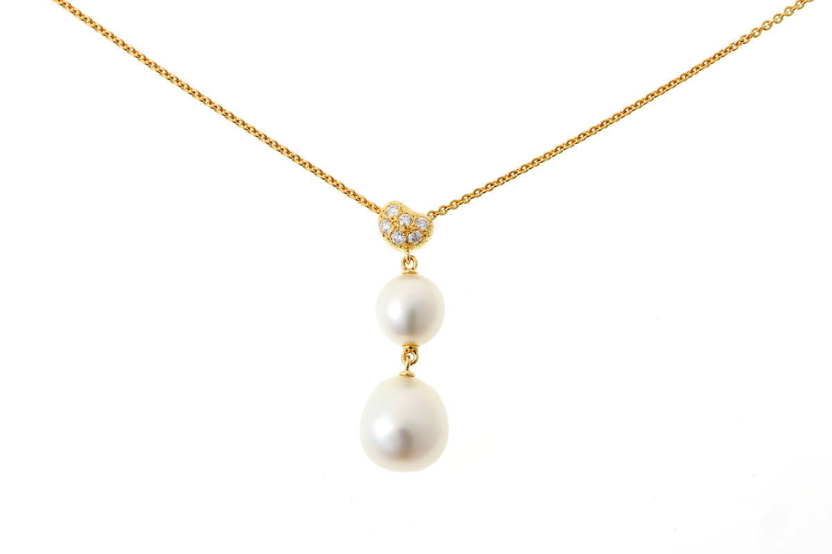 MIKIMOTO ミキモト バロックパール ダイヤ ネックレス - イエローゴールド K18YG 2510290