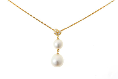 MIKIMOTO ミキモト バロックパール ダイヤ ネックレス - イエローゴールド K18YG 2510290