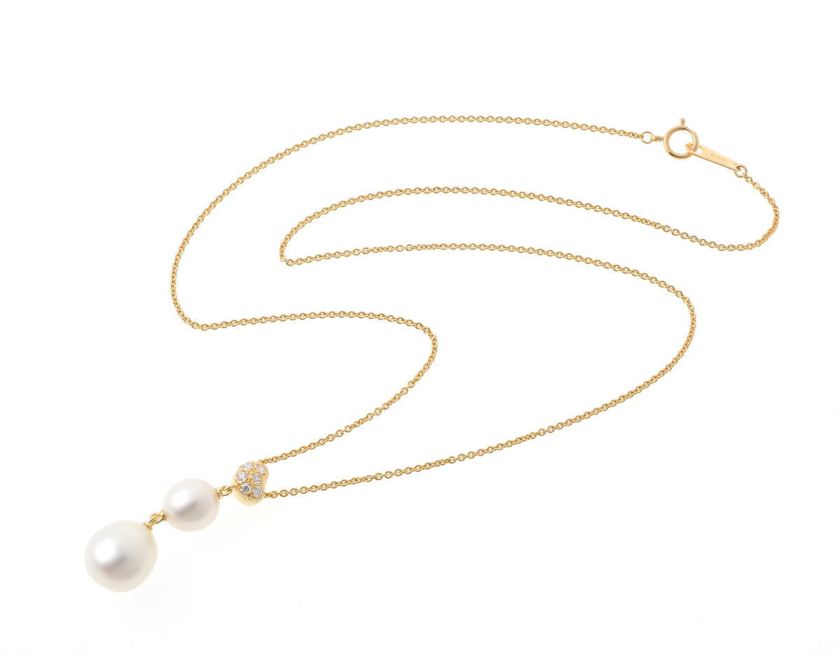 MIKIMOTO ミキモト バロックパール ダイヤ ネックレス - イエローゴールド K18YG 2510290